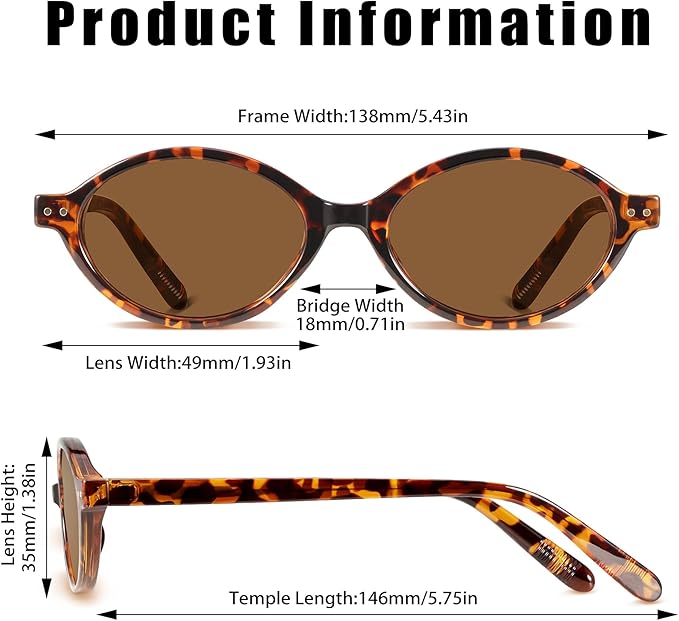 GRFISIA Retro Oval Sunglasses Womens Small Trendy Sun Glasses Sunnies UV400 Protection