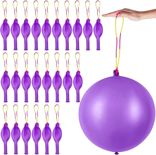 24 Pcs Purple Punch Balloons Bounce with Rubber Band Handle Punching Balloon Heavy Duty for Birthday party favors, Kids (Purple)