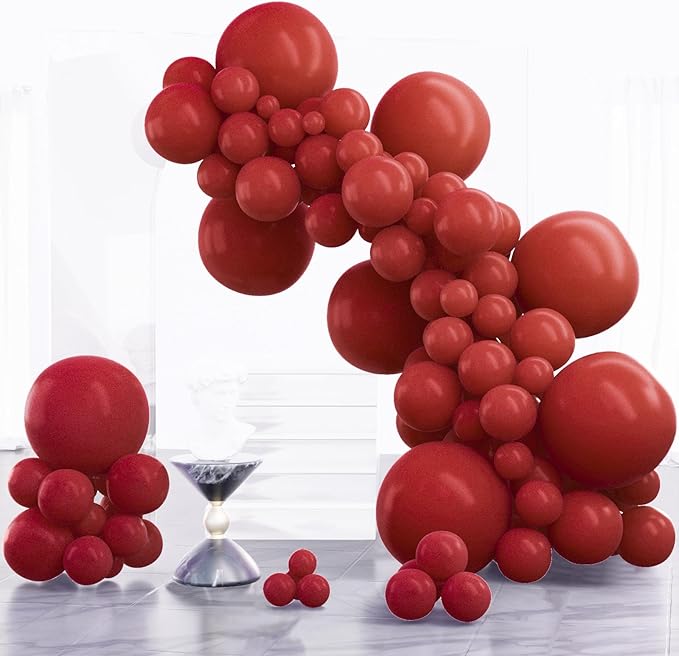 PartyWoo Burgundy Balloons 100 pcs Different Sizes Pack of 18 12 10 5 Inch Dark Red Maroon Fall Balloon Arch Kit Garland for Graduation Thanksgiving Valentine's Day Birthday Party Decorations Red-Y62