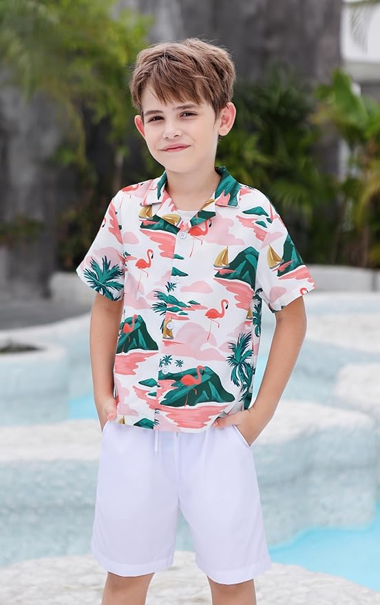 Cromoncent Matching Hawaiian Outfits for Family, Dad and Son Matching Luau Beach Tropical Shirts Mommy Daughter Tropical Sets