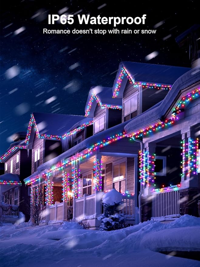 300 LED Christmas Lights Outdoor, 115FT Multicolor Christmas Tree Lights with Remote Control, 8 Modes Fairy Light Plug in Outside IP65 Waterproof for Xmas Tree Patio Bedroom Holiday Party Wedding