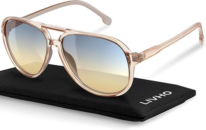 livho Trendy Polarized Aviator Sunglasses Women Men, Retro Sun Glasses for Women Men 2025, Oversized UV Protection Shades