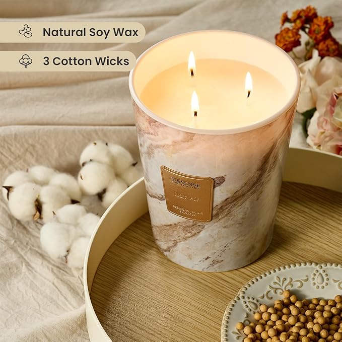 M&SENSE Extra Large Candle 35oz 150H NoirAir Scented, 3 Wick Highly Scented Jar Candles, XL Large Christmas Gift Candle for Women, Long Lasting Burning for Holiday, Thanksgiving, Christmas