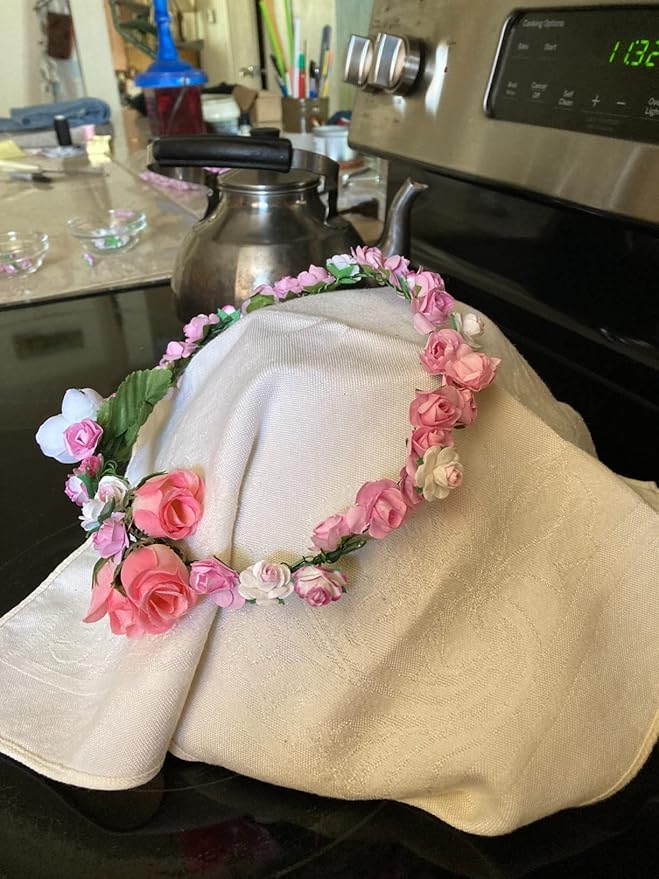 144pcs Mulberry Paper Mini Roses Artificial Flowers Heads with Stems for DIY Crafts Accessories Make Bridal Hair Clips Headbands Dress Wedding Bridal Bouquets Party Home Decor Valentine's (Pink)