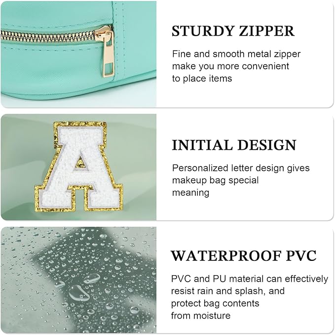 YOOLIFE Initial Make Up Bag Travel Toiletry Bag, Clear Makeup Bag Travel Essentials Gifts for Women Teen Girlfriend Teacher Birthday Swim Gifts For Girls 12 Year Old Girl Gifts Girl Gifts Blue H