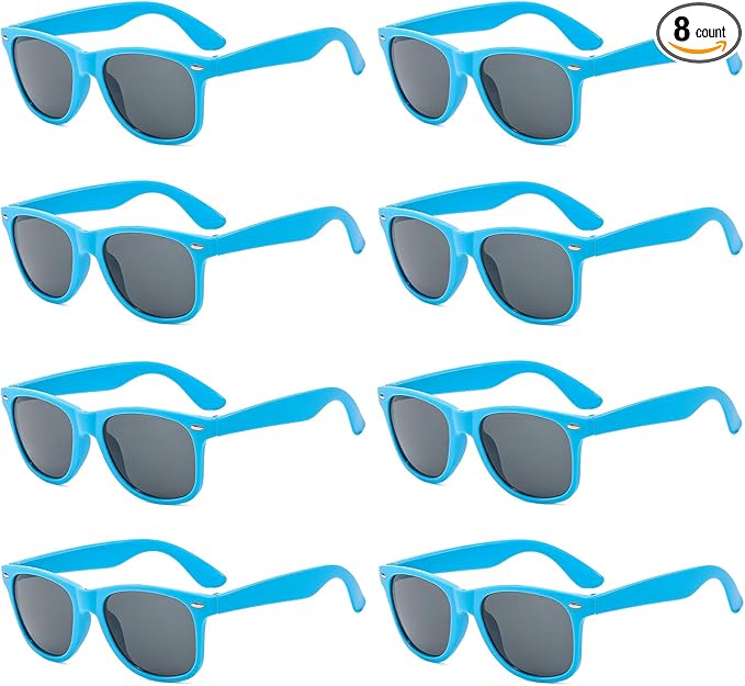 Pibupibu Neon Colors Party Favor Supplies Unisex Sunglasses Pack of 8