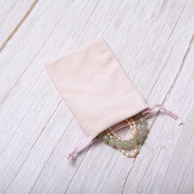 12pcs Light Pink Velvet Drawstring Bags 4x6 inches Small Velvet Cloth Gift Bags Jewelry Pouches for Storage Wedding Party Favor Christmas