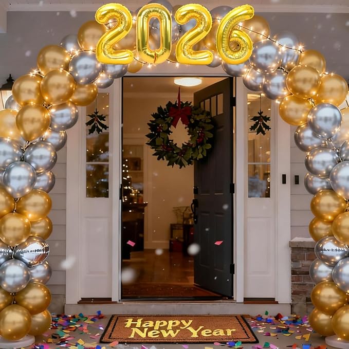 Gold 2026 Balloons New Years Balloons 2026 Balloon Nnumbers for Happy New Year Decorations 2026 Signs Graduation Anniversary Balloons Decor