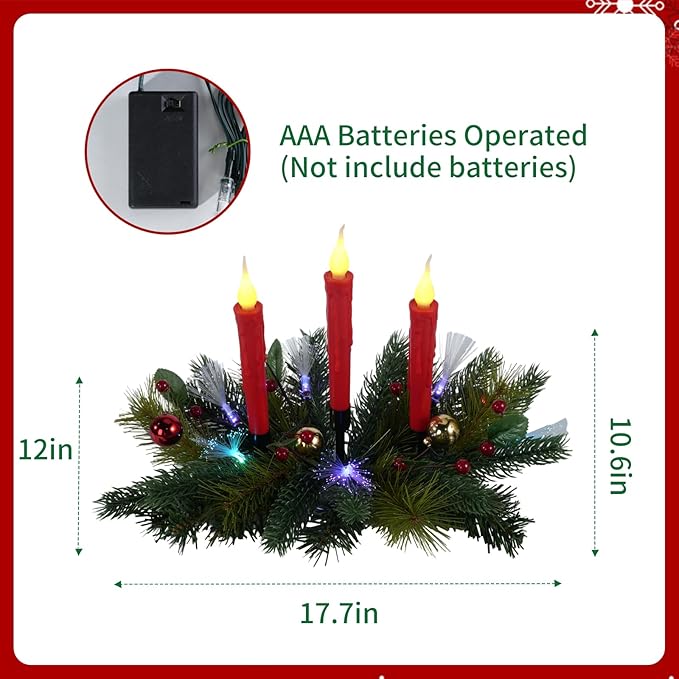 Aokudoni Christmas Decorations: Christmas Table Centerpieces with Artificial Pine Branches Berries Candles Indoor Xmas Decorations for Dining Tables Fireplace Mantel