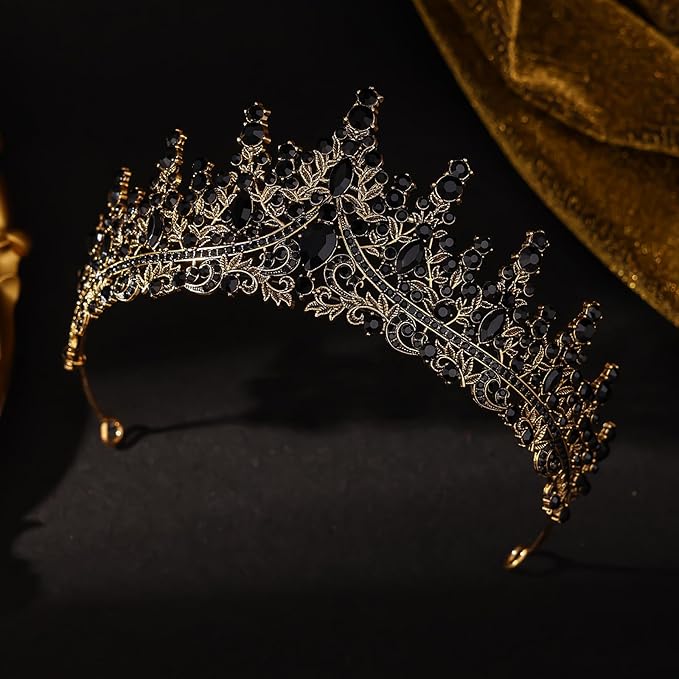 Black Tiara for Women Crystal Queen Crowns Rhinestone Princess Tiaras for Girl Wedding Headband for Bride Hair Accessories for Halloween Costume Birthday Party Prom Mother's Gifts