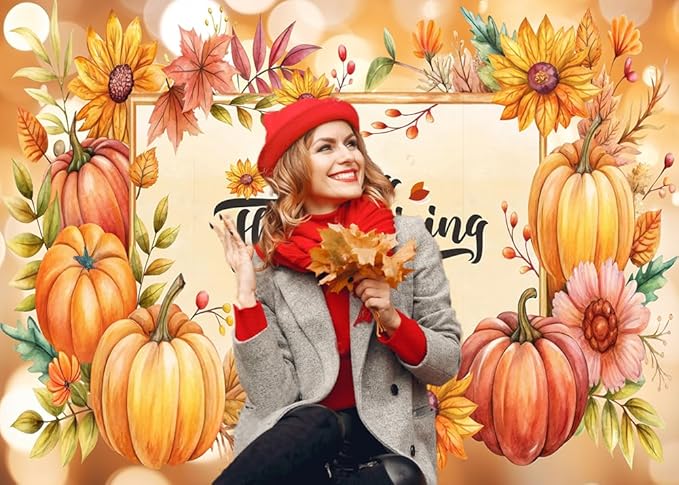 CYLYH 10X8FT Fall Backdrop Thanksgiving Background Autumn Farm Harvest for Fall Party Decoration Banner