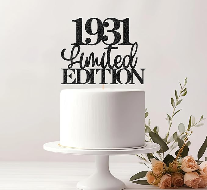 Limited EDITION 1931 Cake Topper - Black Glitter Happy 94th Birthday Party Cake Decoration Supplies, Cheer to 94 Years Cake Bunting Decor for 94th Birthday Party Photo Booth Props