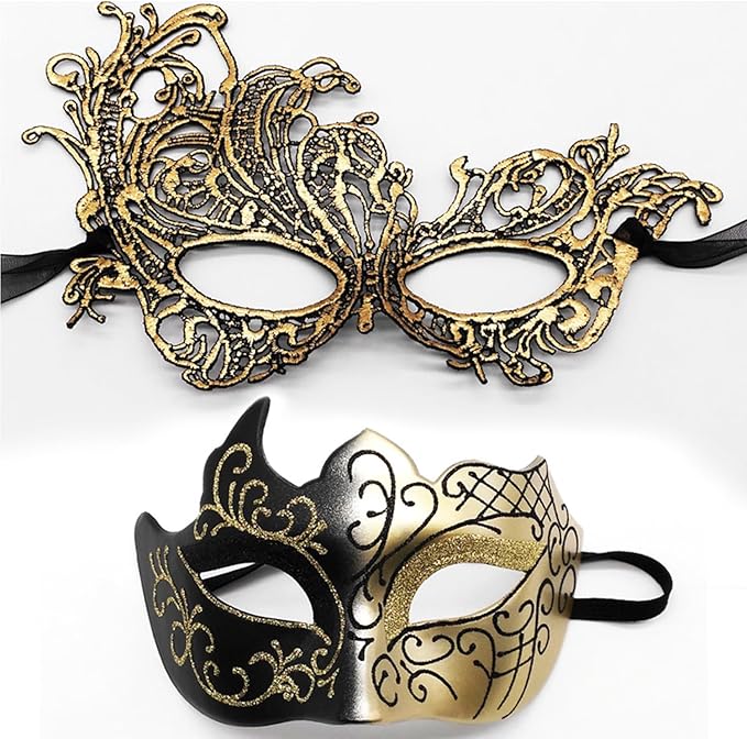 MYMENU Masquerade Mask for Women Couple Mardi Gras Mask for Men Venetian Halloween Mask for Party Prom Ball