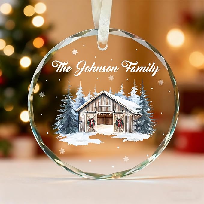 Personalized Crystal Christmas Ornaments with Photo, Custom Christmas Photo Tree Glass Ornaments, Elegant Crystal Keepsake for Family, Couples, Weddings & Christmas 2025 Gifts (#PGO09)