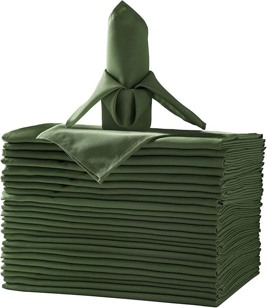 25pcs Polyester Cloth Napkins - 17 x 17 inch Willow Washable Dinner Napkins with Hemmed Edges for Restaurant/Wedding/Hotel(25,Willow)
