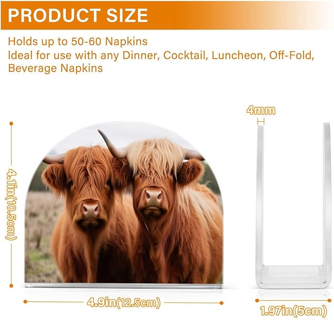 Napkin Holder, Highland Cows Napkin Holder for Table Standing Napkin Holders for Table, Kitchen & Dining Room Decor