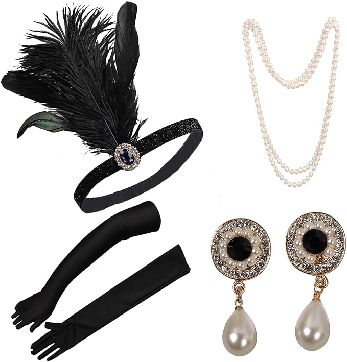1920s Flapper Accessories Sets Roaring 20s Gatsby Costume Accessories Set for Women