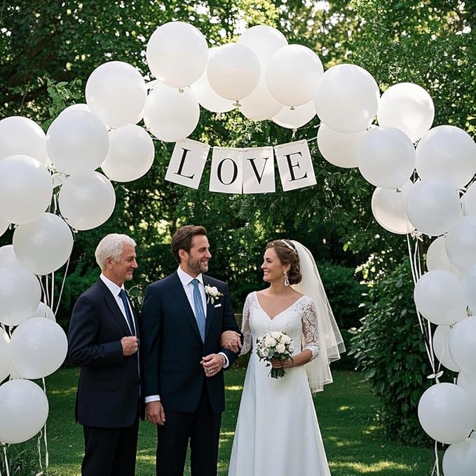 White Balloons 125 pcs Different Sizes Pack of 18 12 10 5 Inch Latex White Balloon Arch Kit Garland for Birthday Party Baby Shower Bridal Shower Graduation Wedding Decorations