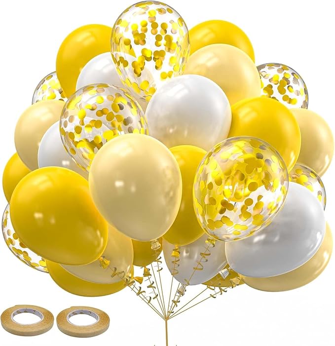 60PCS White and Gold Balloons,Gold Confetti Balloons White and Gold Balloon Arch Kit,Suitable for Wedding Birthday Party Graduation Engagement Bridal Shower Decorations