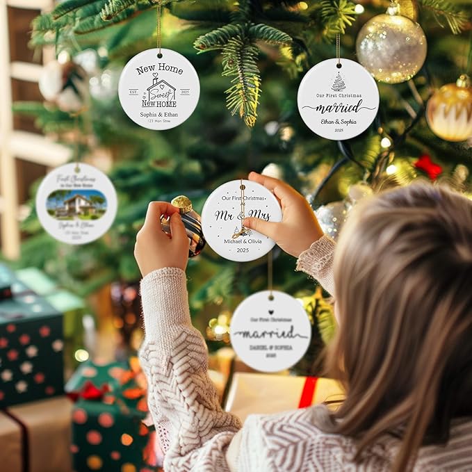 Personalized First Christmas in Our New Home Ornament 2025, Housewarming Gifts New House Photo Christmas Ornaments Christmas Tree Decoration, House Warming Gifts for Couples Owners Men Women
