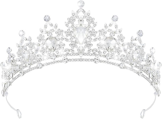Crystal Tiaras & Crowns for Women, Bride Royal Queen Headband Princess Headpieces for Birthday Cake Crown & Prom Pageant Party
