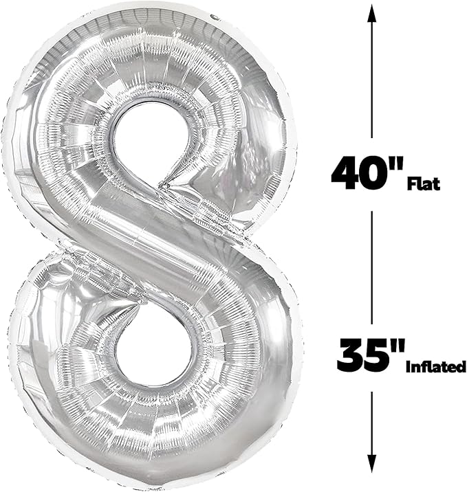 Silver Foil Number 18 Balloon 40 Inch, Helium Mylar Eight Number 18 81 Birthday Balloons, 18th Silver Women Men Wedding Anniversary, Graduations Party Supplies
