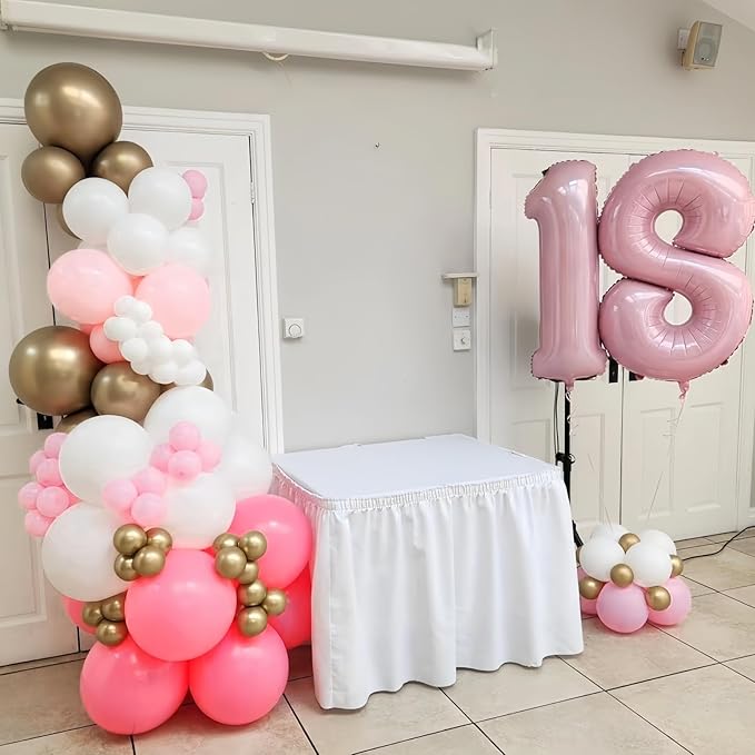 Pastel Pink 8 Balloons, 40" Giant Helium Foil Number 0-9 Light Pink Birthday Balloon for Girls, Self Inflating Digit 8 Balloons for Women Anniversary Graduation Princess Party Decorations Supplies
