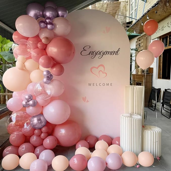 Dusty Pink Balloon Arch Kit, 166Pcs Pastel Nude Light Pink Metallic Balloons Garland for Wedding Bridal Baby Shower Princess Girl Women Birthday Party Decorations