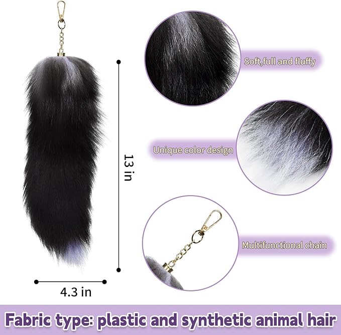 BADALU Therian Cat Mask and Tail Set for Girls - Halloween Furry Fox Mask, Wolf Tail, Cat Costume With Leather Choker - Faux Fur Cosplay Party Accessories