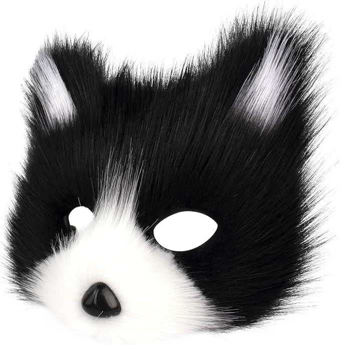Animal Fox Wolf Mask Halloween Party Cosplay Costumes Props Plush Cat Half Face Masks Carnival Christmas Masquerade