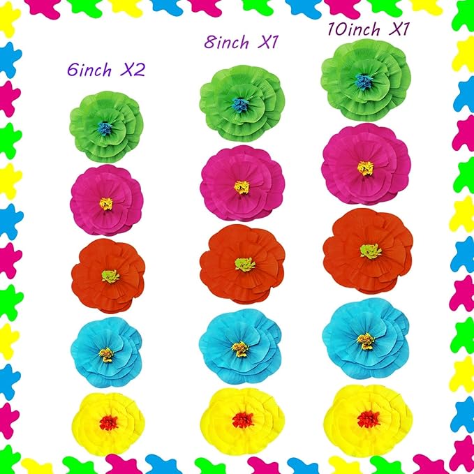 YUNSTOS 20Pcs Mexican Paper Flowers Colorful Fiesta Tissue Pom Poms Mexican Carnival Paper Flowers for Floral Party Backdrop Wedding Birthday Party Craft Home Wall Decorations