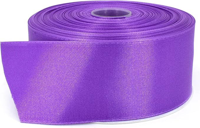 Purple Satin Ribbon Roll, 2" x 50 Yards, Double Face Solid Color, Thick and Durable, 100% Polyester for Gift Wrapping, Crafts, Hair and Multiple Decorations