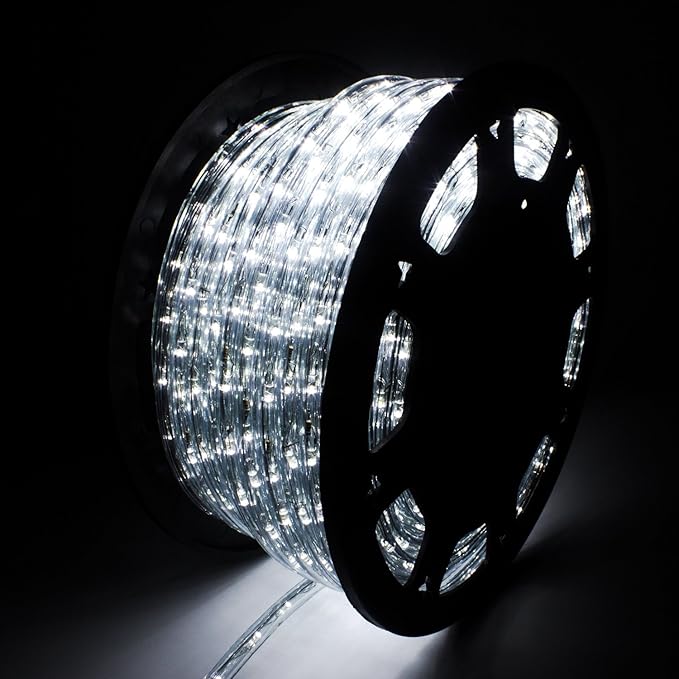Flexible Crystal Clear PVC Tubing LED Rope Light Indoor/Outdoor Boat Decorative Party Christmas Holiday Business Restaurant Light Kit, 110V, Cool White