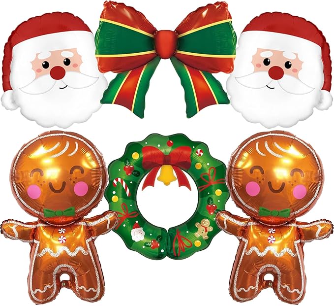 Christmas Balloons Decorations, Gingerbread Balloons, Santa Balloon, Mylar Foil Balloon For Gingerbread Christmas Decorations