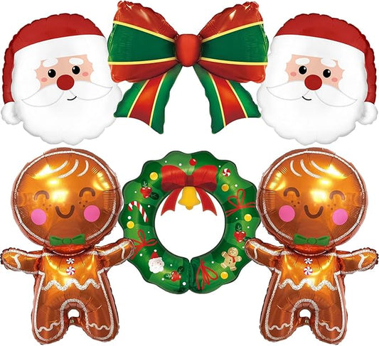 Christmas Balloons Decorations, Gingerbread Balloons, Santa Balloon, Mylar Foil Balloon For Gingerbread Christmas Decorations