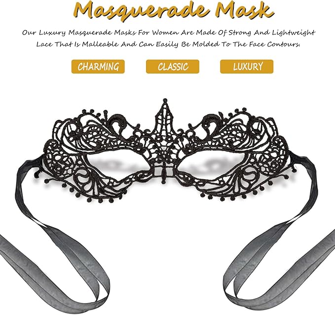 Masquerade Mask for Women Lace Masks for Venetian Party Costume Halloween Carnival