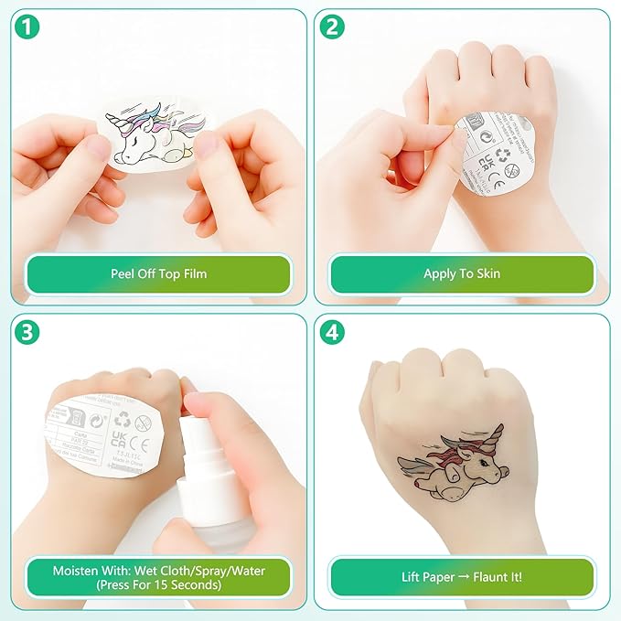 150+ Glow Kids Temporary Tattoos for Girls – Individually Wrapped, Waterproof, Glow in the Dark – Mermaid, Unicorn, Princess, Fairy, Ocean & Butterfly Themes