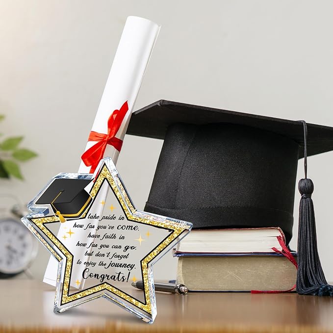 Graduation Gifts for Her Him,College High School Graduation Gifts, Masters Degree Graduate Gifts,Graduation Inspirational Star Shape Acrylic Decor Desk Sign,Home Shelf Decoration Grad Gift