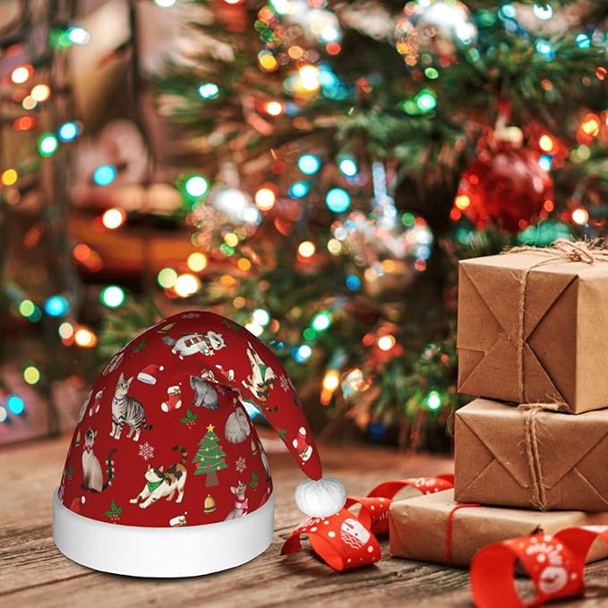 Christmas Santa Hat for Adults,Holiday Unisex Xmas Hat for New Year Party Headwear