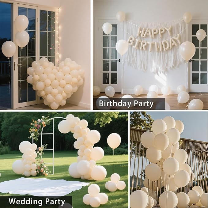 Ivory White Balloons 145 pcs Boho Decorations Different Sizes of 18 12 10 5 Inch Cream Balloons for Balloon Garland or Arch as Birthday Wedding Party Decorations