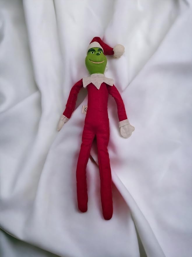 Christmas Green Monster Elf Grouch on The Couch Christmas Elf Decoration, Handmade Monster Christmas Ornaments Plush for Xmas Party Holiday Home Garden Decor (Green)