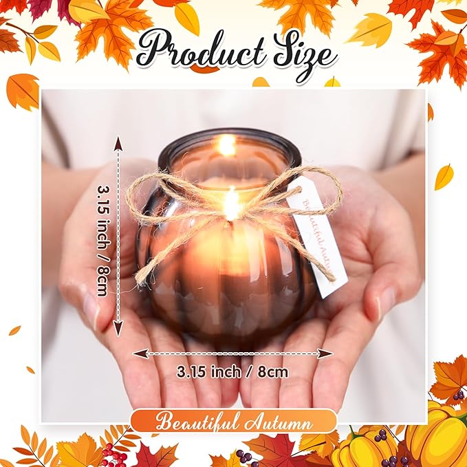 Lounsweer Set 12 Pumpkin Shaped Candles 5 oz Cute Scented Fall Pumpkin Candles Gift Farmhouse Home Table Halloween Decoration(Black)