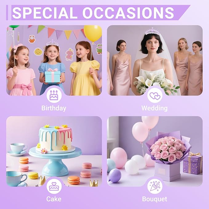 Tiara Crown for Women, Queen Tiara for Birthday Prom Bridal Party Custome Purple