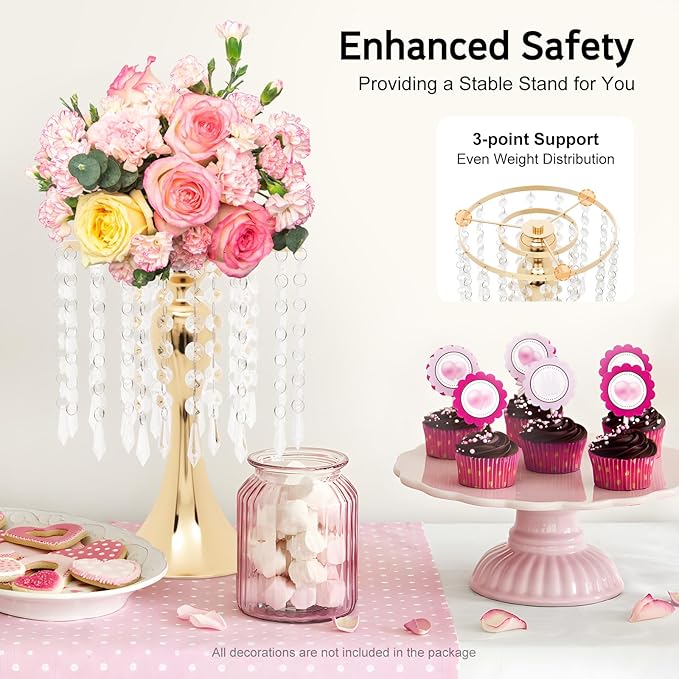 Wedding Centerpieces Gold Vases,10PCS Metal Flower Candle Holder with Sparkling Crystal Beads,Crystal Flower Vase Metal Flowers Stand for Party Tables Decorations (10PCS-Gold-13cm)