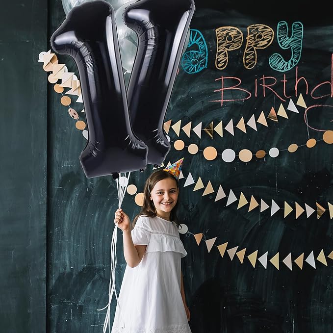 Smlpuame 40 inch Number Balloon 0-9 Black Large Number 11 Balloons,Digital Balloons for Birthday Party Celebration Decorations Supplies, Helium Foil Number Balloons for Wedding Anniversary