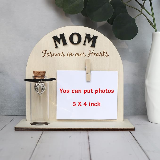 Personalized Loss of Loved One Photo Frame Memorial，Custom lock of Hair Keepsake Jar,Remembrance，Bereavement,Sympathy Gift for Lost Mom, Dad， Friends, Sisters, Grandparents (mom C1)