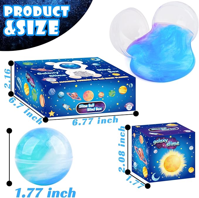 Galaxy Slime Party Favors, 9 Pack Planet Galaxy Slime Balls for Kids - Stretchy & Non-Sticky, Mess-Free, Classroom Reward, Birthday Gifts, Party Supplies, Sensory Anxiety Relief Toys for Girls Boys