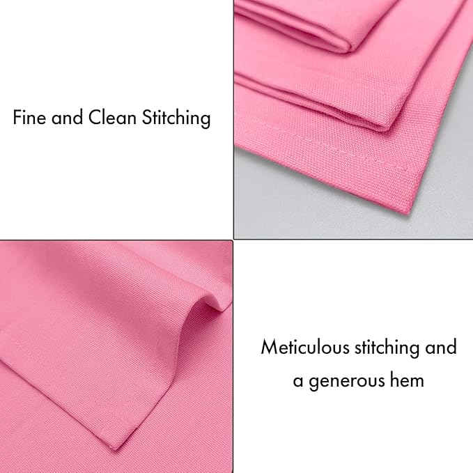 Ruvanti Premium Cloth Napkins Set of 6, 18x18 Inches, 100% Cotton, Washable, Soft & Absorbent, Perfect for Wedding, Christmas, ‎Thanksgiving Dinners - Pink