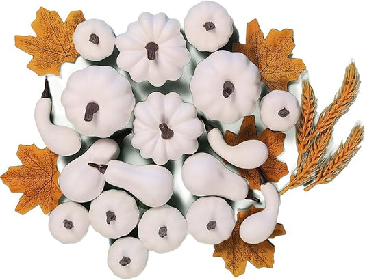 Fake Pumpkin Decor Set,Mini Fake Pumpkin Decor,Fall Harvest Decorations,Halloween Thanksgiving Decor and Table Centerpieces (Style 2)