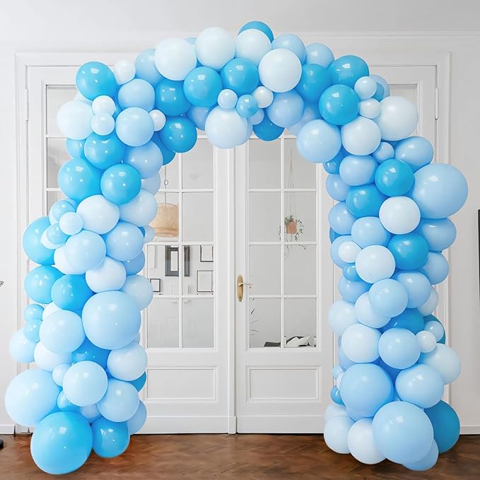 110pcs Pastel Blue Balloons 12 Inch Latex Light Blue Balloon Garland Arch Kit for Birthday Baby Shower Wedding Anniversary Graduation Party Decorations